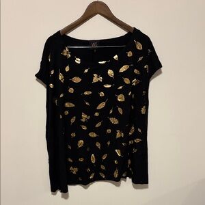 W5 Black Top with Gold Leaf Design